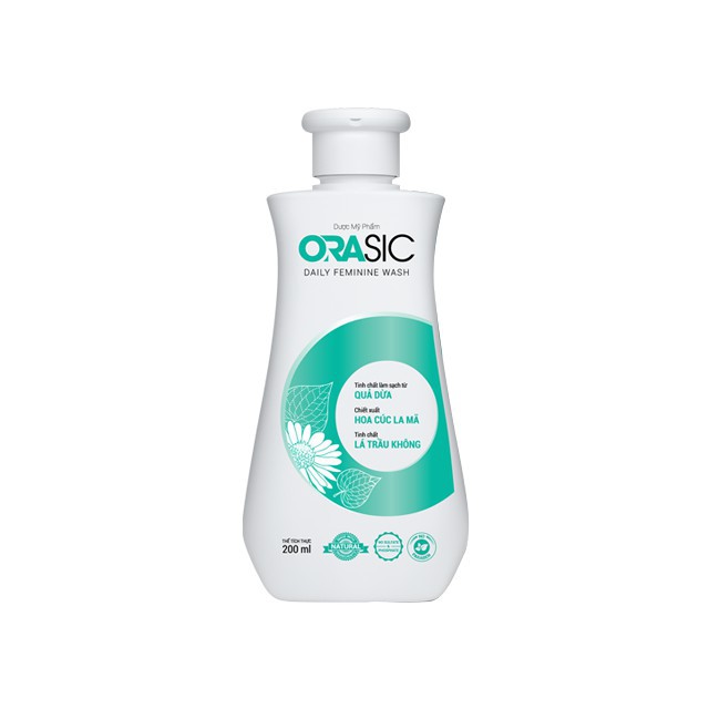 Dung Dịch Vệ Sinh Phụ Nữ Hàng Ngày ORASIC 200ml -Tinh Chất Lá Trầu Không làm sạch vùng kín hương thơm nhẹ nhàng tươi mát