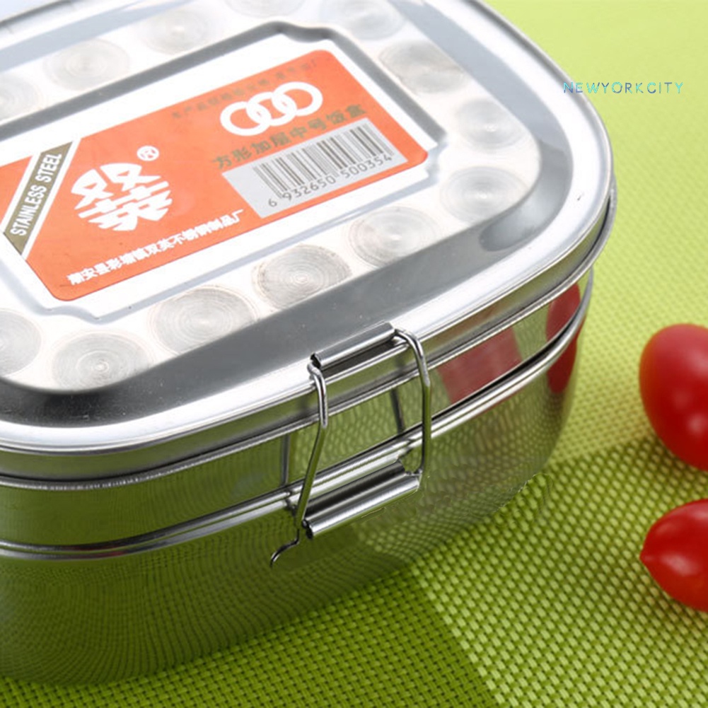 Hộp Đựng Thức Ăn Giữ Nhiệt 2 Tầng Bằng Thép Không Gỉ Ốp