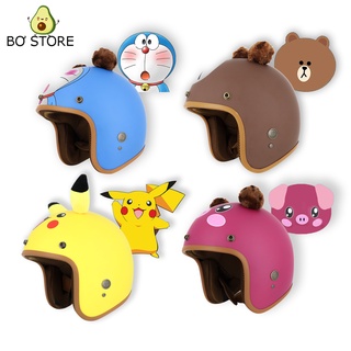 Mũ bảo hiểm hình thú có tai xinh xắn - nón bảo hiểm 3/4 đầu cao cấp - tặng kèm lưỡi trai chống nắng