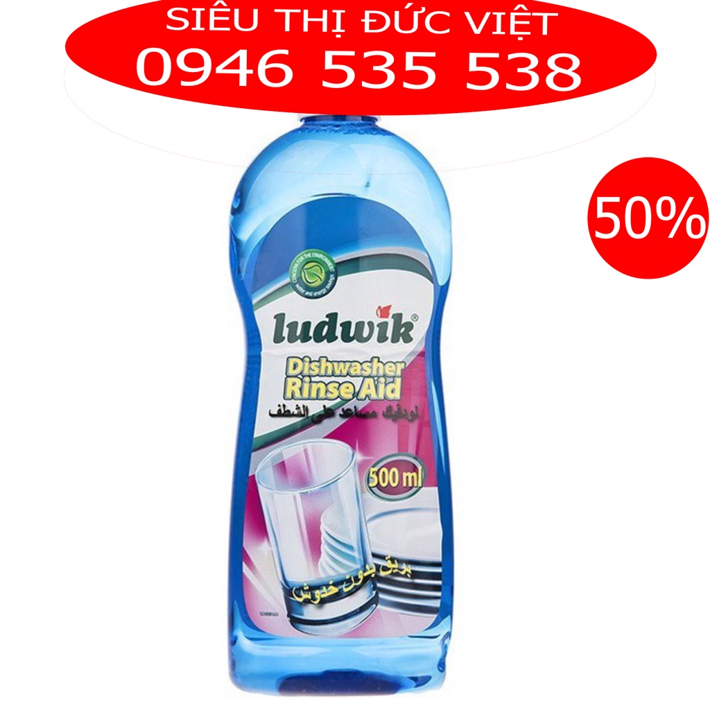 Nước làm bóng Ludwik 500ml - dung dịch dầu làm bóng bát chén ly dùng cho máy rửa bát