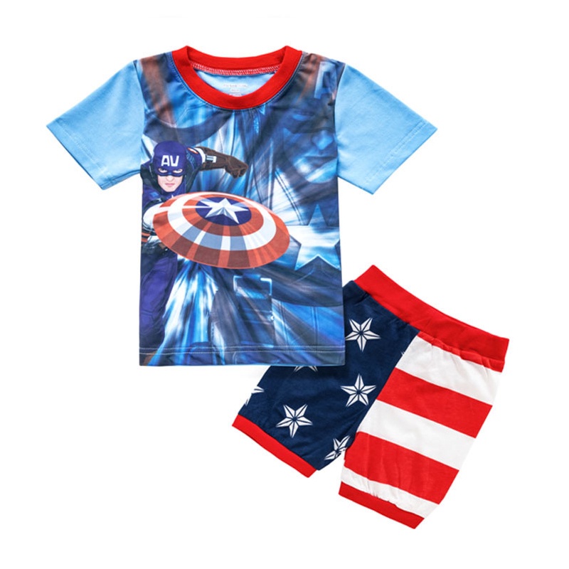 Set Áo Thun Tay Ngắn Phối Quần Short Vải Cotton In Hoạt Hình Người Nhện Thời Trang Cá Tính Cho Bé Trai