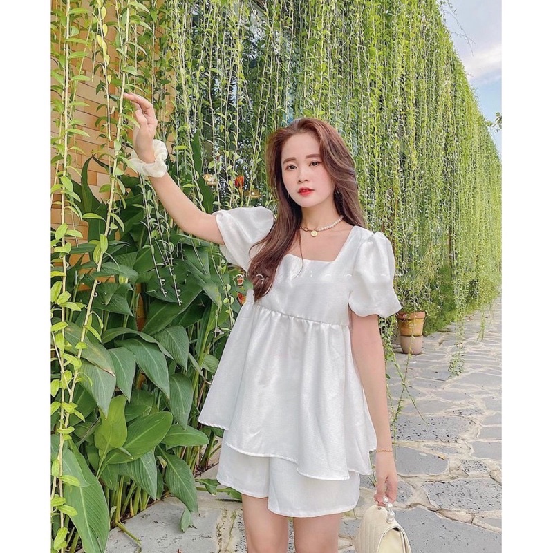 SET BỘ Bầu hồng Babydoll đũi nhăn cho mẹ bầu