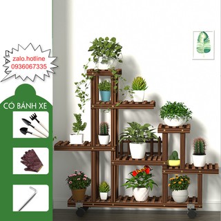Kệ Để Chậu Hoa Cây Cảnh Nhiều Tầng Có Bánh Xe Tiện Ích