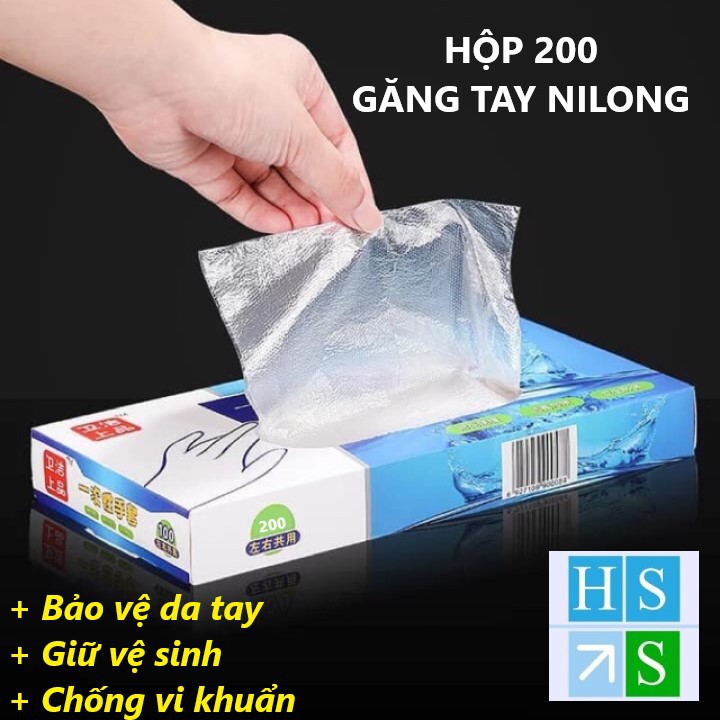 Hộp 200 GĂNG TAY nilon ( PE ) AB bảo vệ tay sử dụng 1 lần rất tiện dụng - HS shop Đà Nẵng