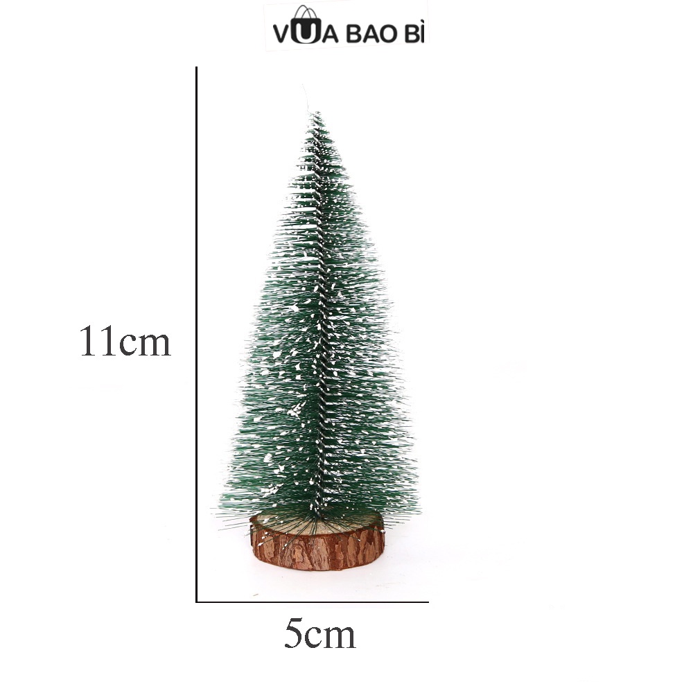 Cây thông lá kim mini 11cm trang trí Giáng sinh để bàn, phụ kiện quà tặng Noel