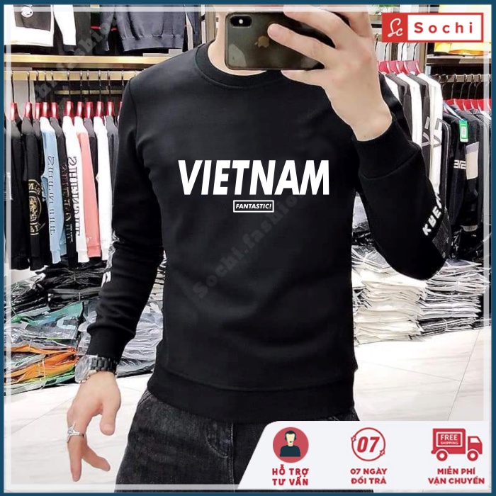Áo nỉ nam chất đẹp, áo nam sweater thời trang mềm mịn in VN Fantastic mã SW901