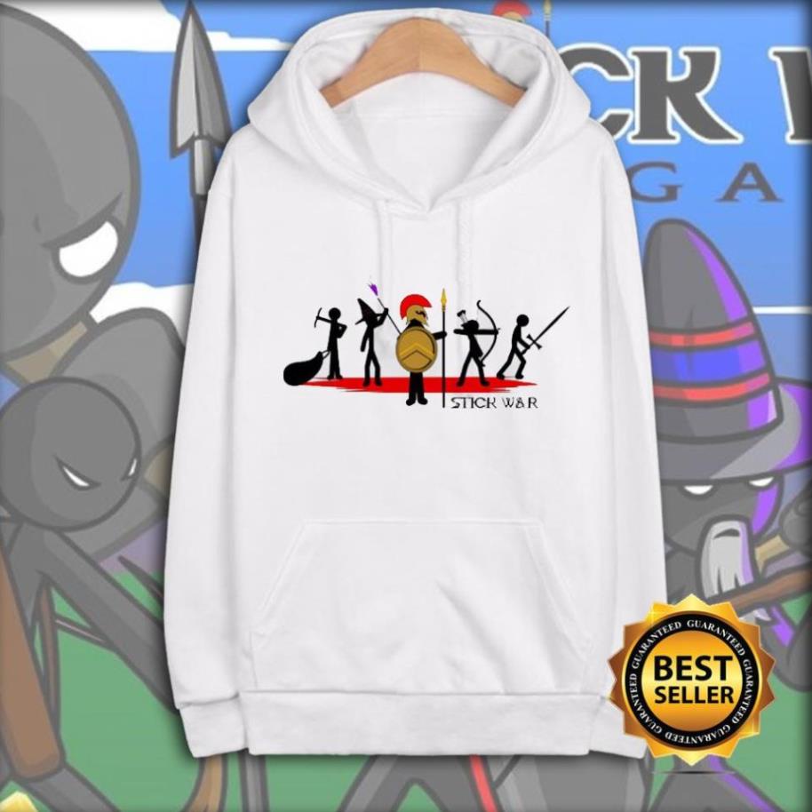 Áo Nỉ Hoodie hình game Đại Chiến người que - Stick War màu trắng siêu chất 🎁