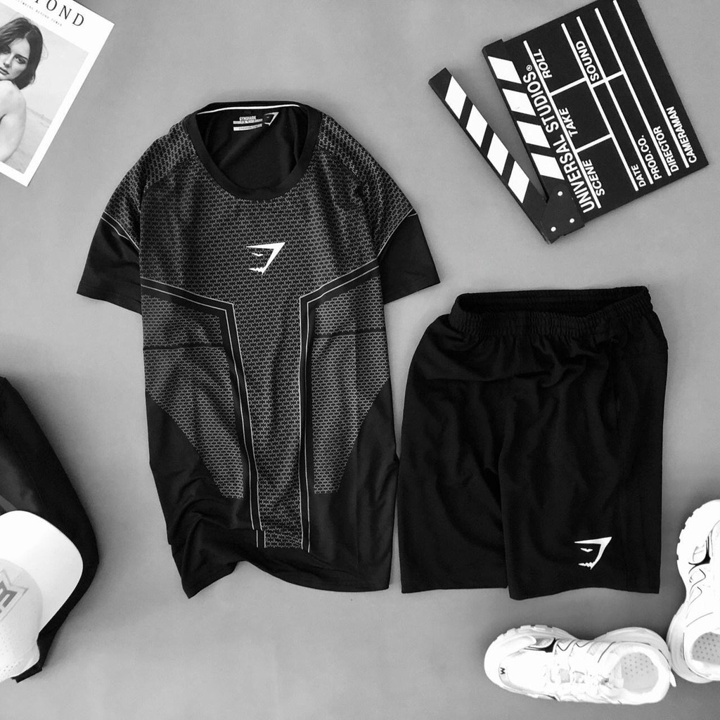 Bộ quần áo thể thao GYMSHARK lịch lãm phong cách Shark001 - Thun cao cấp -Key Sport chuyên đồ thể thao nam tập Gym, Yoga