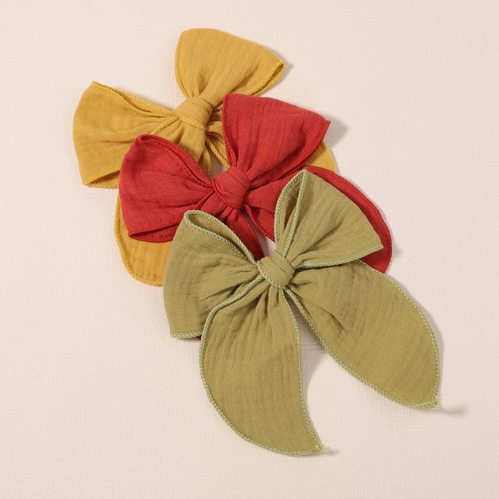 Kẹp tóc KIDSBOWS đính nơ vải cotton nylon màu trơn 5 inch dành cho bé gái