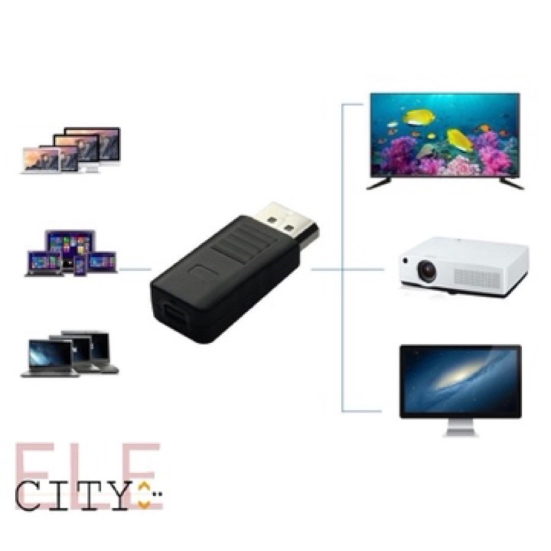 Đầu chuyển đổi Displayport đực sang Mini Displayport Female (chân cái), Black DP Displayport Male To Mini DíplayPort.