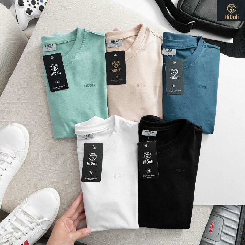 Áo thun cotton nam cổ tròn Hidoli