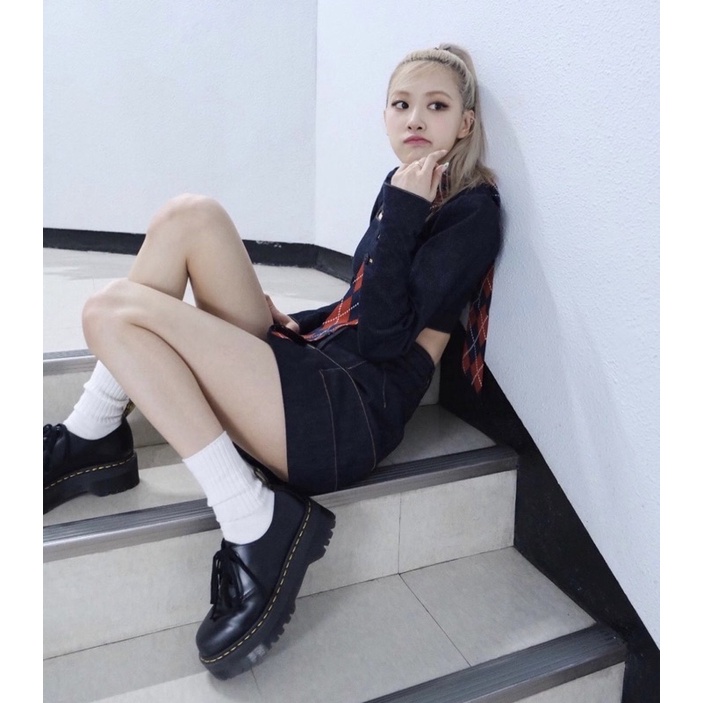 Giày Oxfod ROSÉ BLACKPINK nữ da lì đế cao 5cm - Giày da nữ chuẩn hàng quảng châu