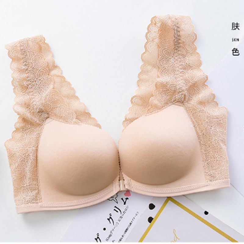 Áo ngực không gọng chống chảy xệ thiết kế khóa trước phối ren cho nữ