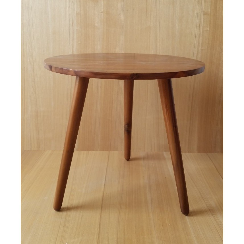 TABLE 50R Bàn tròn gỗ tự nhiên - bàn tròn 3 chân gỗ tự nhiên cao 45 cm - Bàn tự lắp ráp UStyle