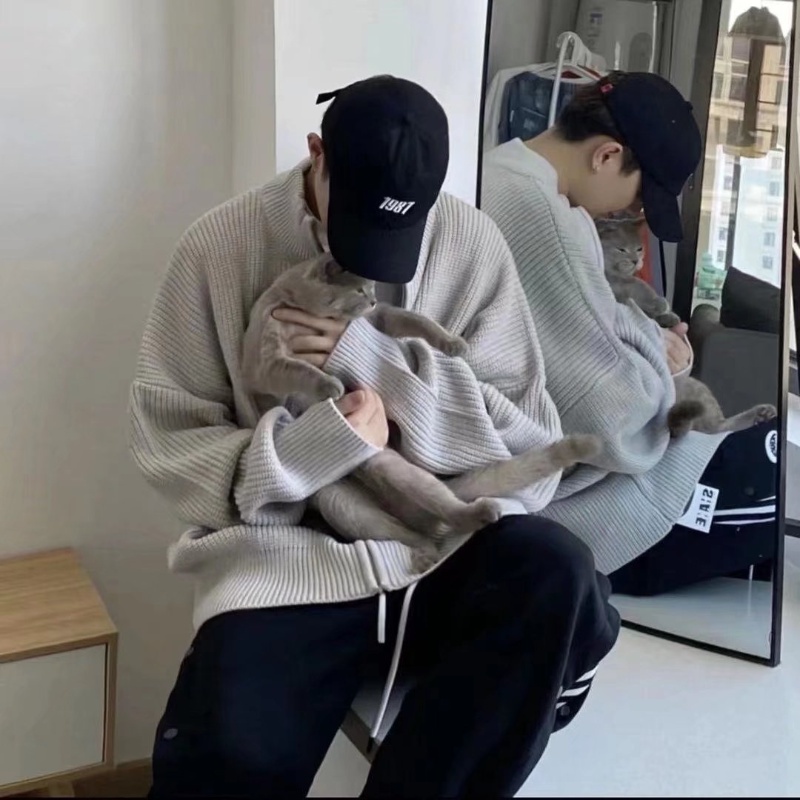 Áo khoác cardigan dệt kim tay dài có khóa kéo phong cách hàn quốc thời trang thu đông dành cho nam và nữ