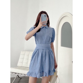 VÁY KẺ ĐAI EO CHÂN BÈO