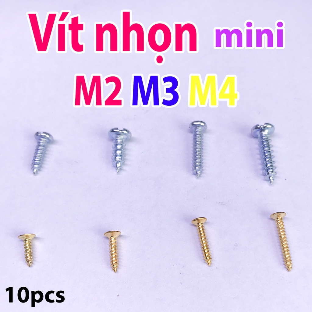 10 Ốc xoắn M3 M4 , vít nhọn nhỏ M3 M4 , vít mini , ốc mini , vít gỗ