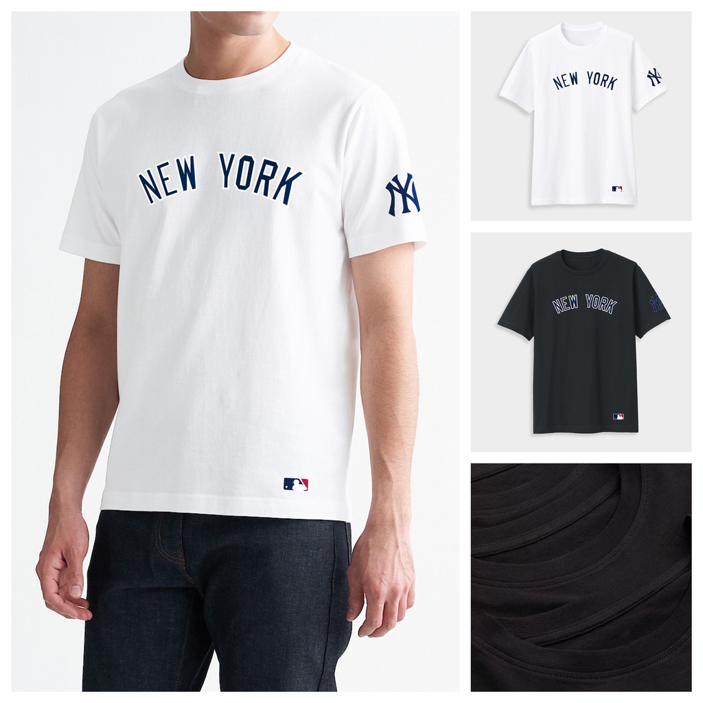 Áo thun cotton nam nữ hình bóng chày NY