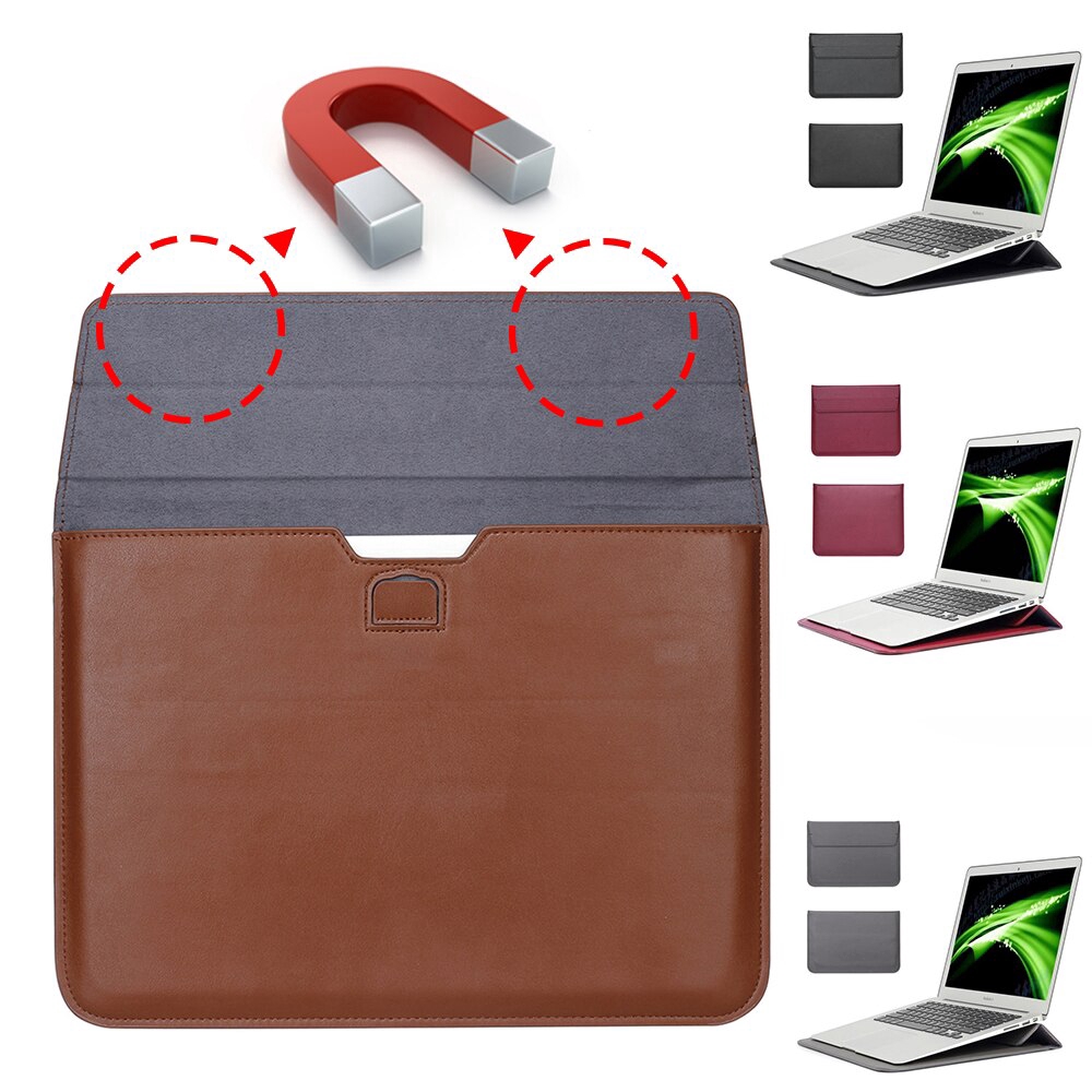 Túi bảo vệ bằng da có giá đỡ cho Macbook 11 12 13 15 inch