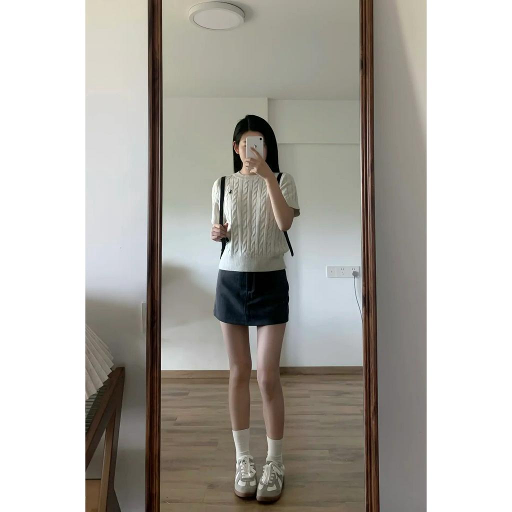 Áo Thun Tay Ngắn Dệt Kim Kiểu retro Thời Trang Mùa Hè Cho Nữ