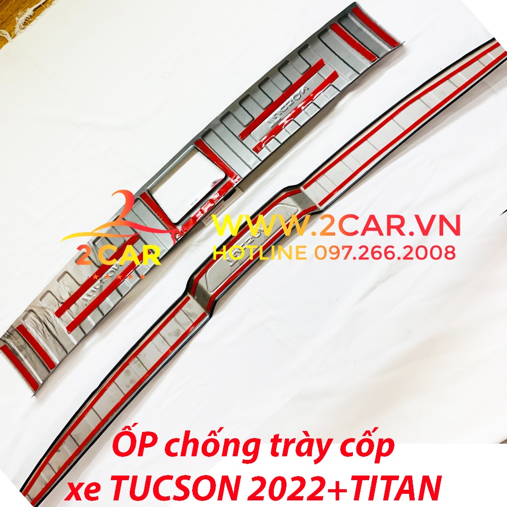 Ốp chống trầy cốp trong, ngoài xe Hyundai Tucson 2022 - 2023-2024, chất liệu Titan cao cấp