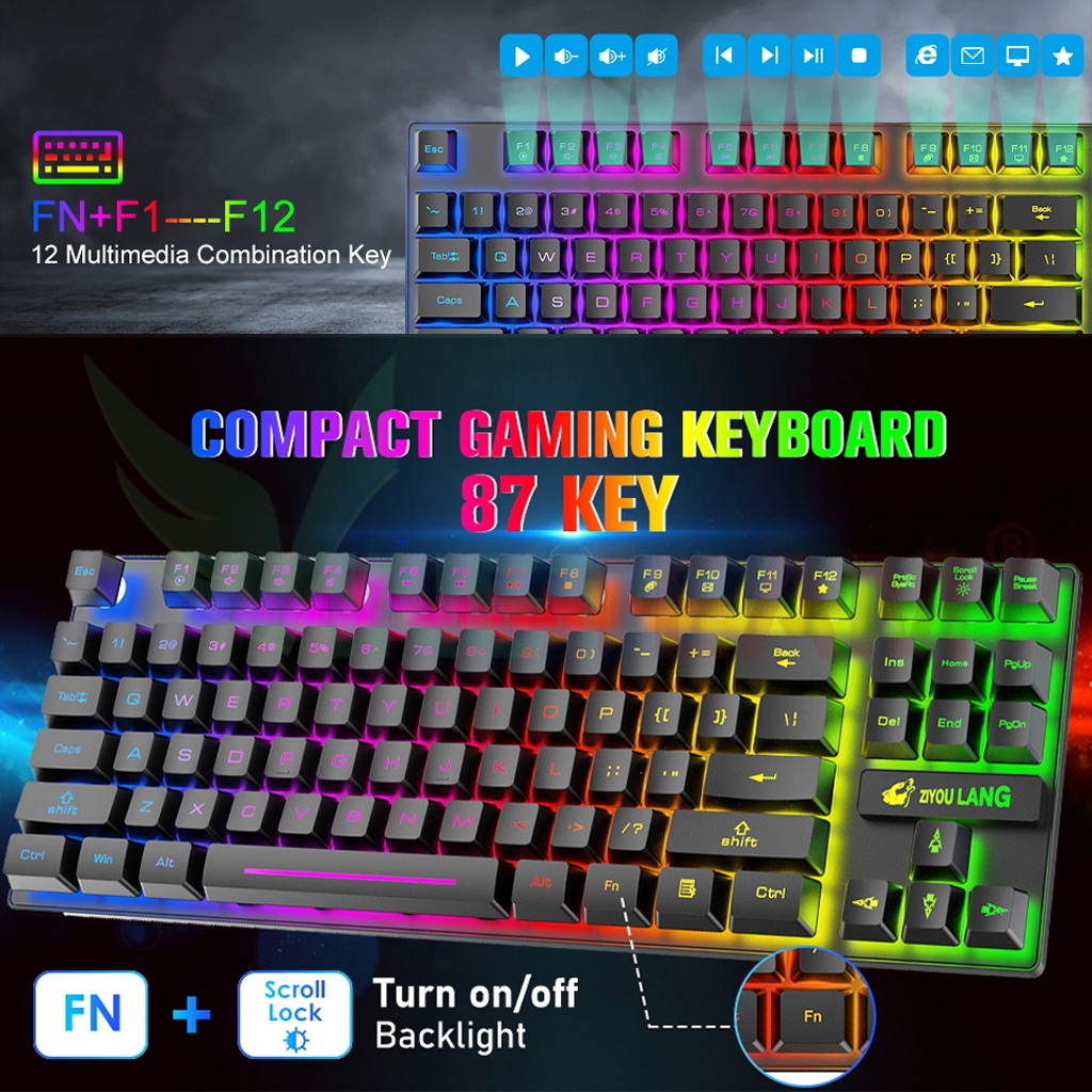 Combo Bàn Phím Chuột  không dây Cho Máy Tính Gaming Có Đèn Led Pin Sạc Vinetteam T87 Tặng Kèm Lót Chuột Game -4749