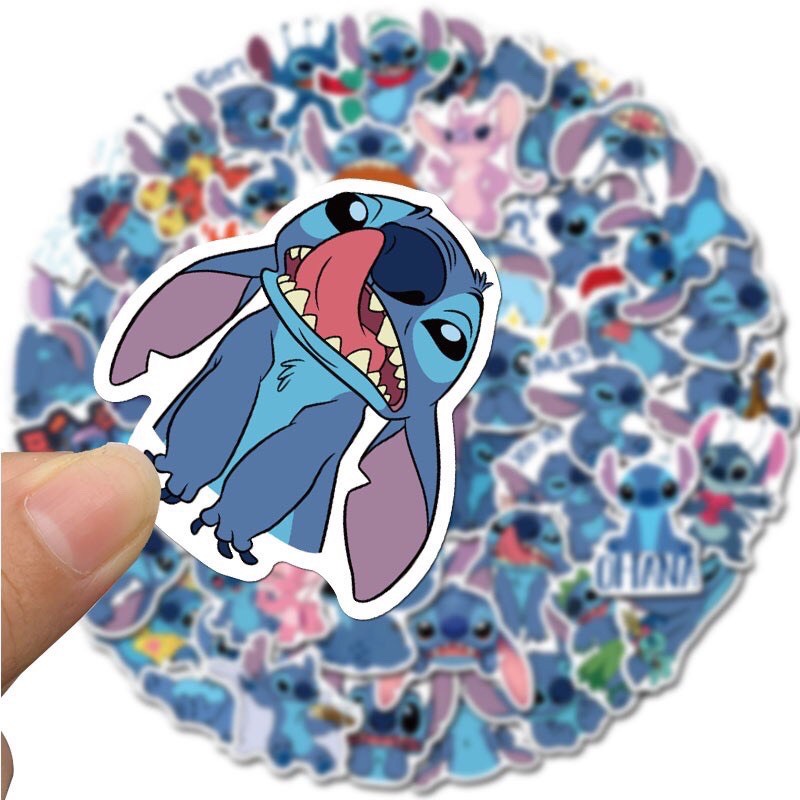 Bộ 100 sticker Stitch nhật siêu cute dùng để trang trí điện thoại di động/ván trượt/vali không để lại dấu keo