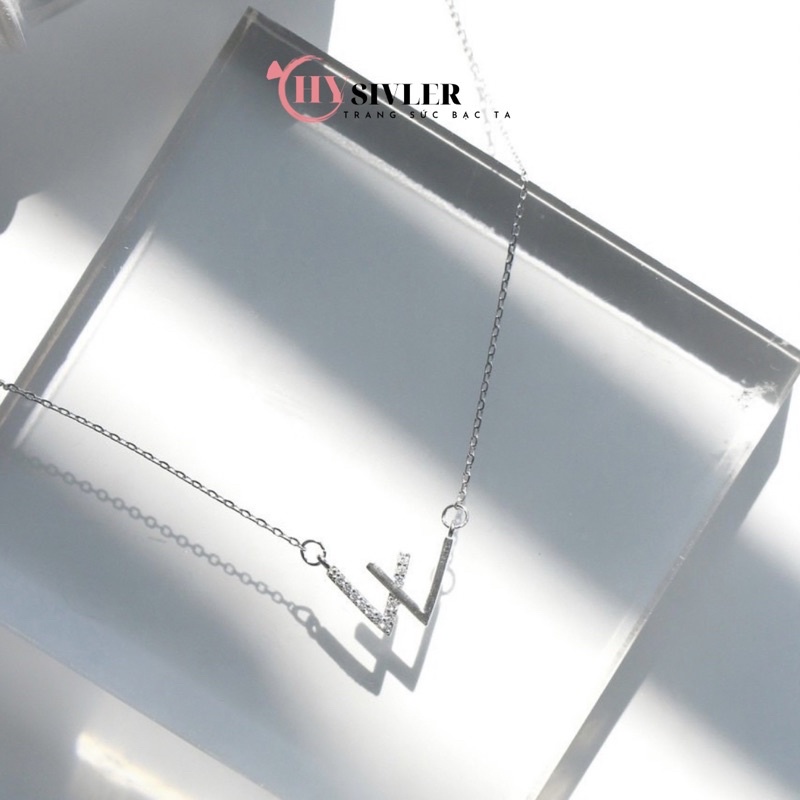 Dây chuyền bạc ta chữ W đính đá nhỏ xinh dây chuyền nữ bạc thật giá rẻ CHY SILVER