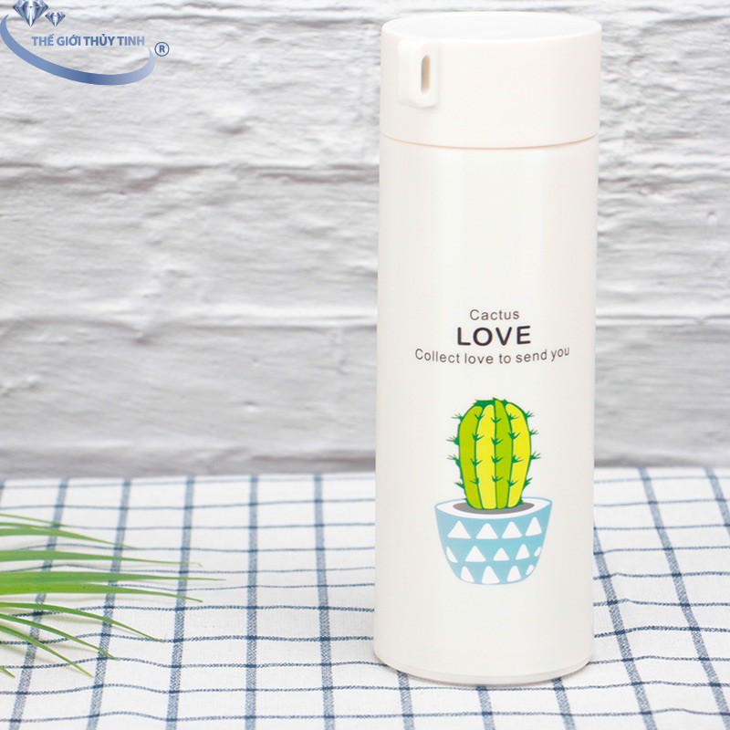 Bình Nước Thủy Tinh Bọc Nhựa Chữ Love 400ML – Họa Tiết Màu Ngẫu Nhiên