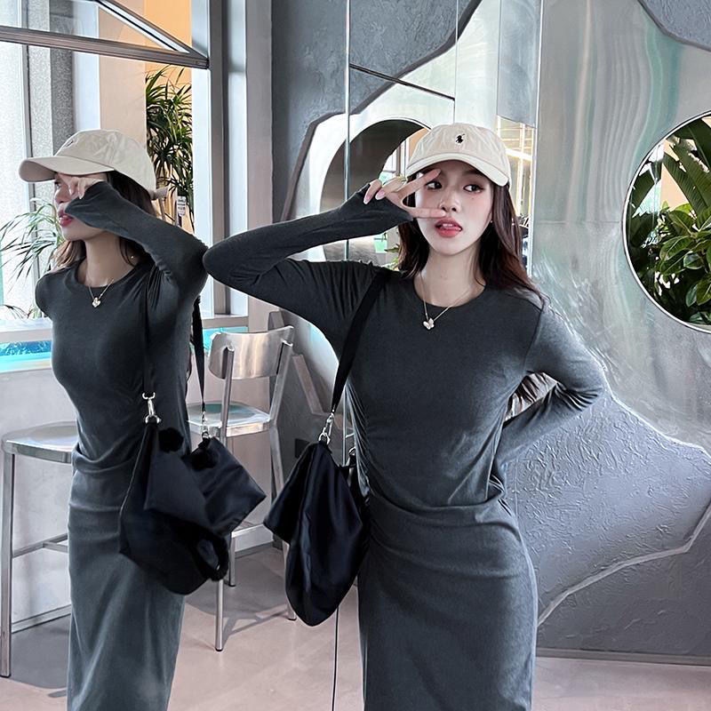 COZOK Đầm Dài Tay Thiết Kế Mỏng Kiểu Dáng Đơn Giản Thời Trang