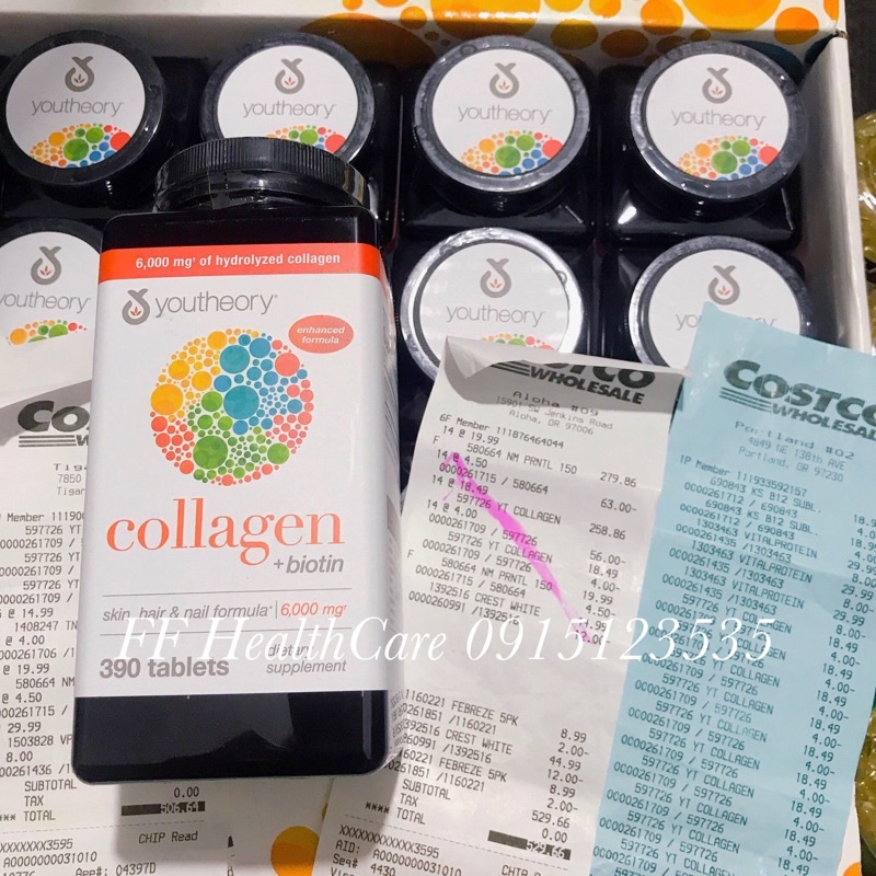 Collagen Mỹ 390 Viên, Collagen Youtheory Viên Uống Đẹp Da, Chống Lão Hoá DATE 2024