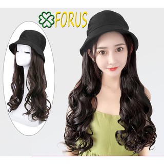 Tóc giả gắn mũ tai bèo đen xoăn dài ❤️FREESHIP❤️ tóc nón, tóc giả gắn nón