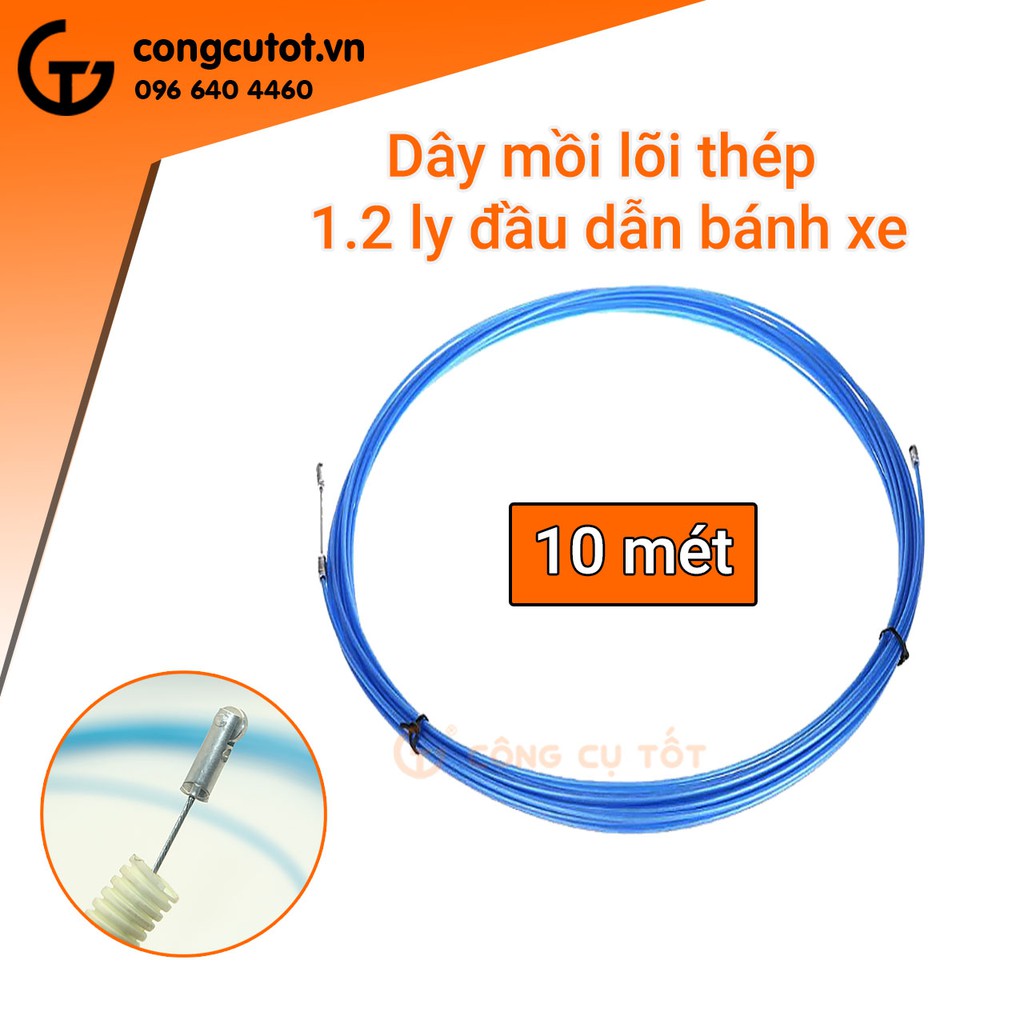 Dây mồi luồn ống lõi thép 1.2ly màu xanh đầu bánh xe