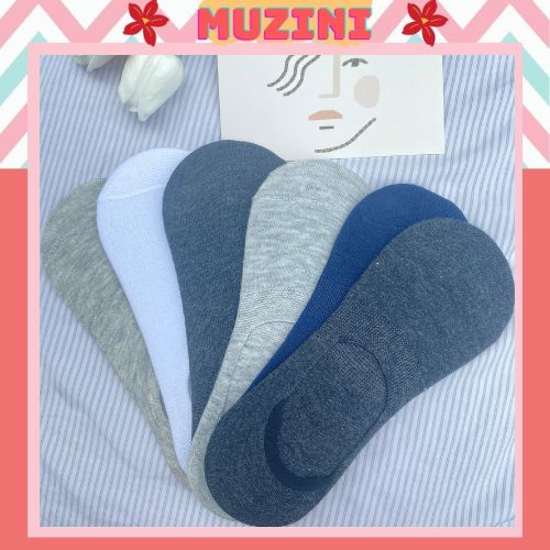 Set 3 tất lười nam cổ ngắn Muzinu vớ nam có đệm gót chống tuột cao cấp TN227