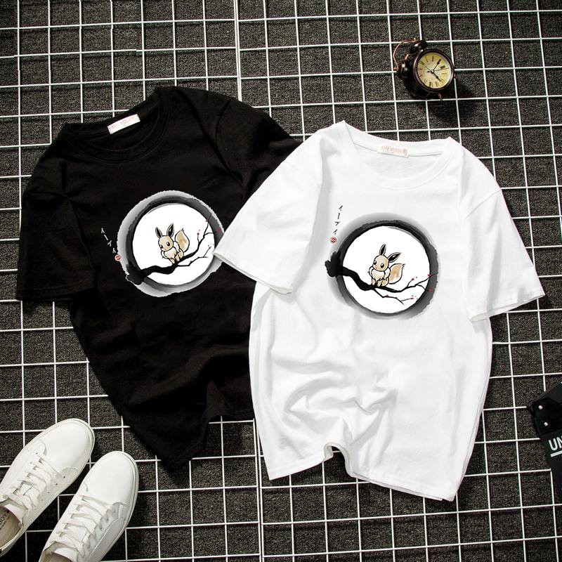 Áo thun unisex form rộng hoạt hình dễ thương vải dày mịn 2019T1417