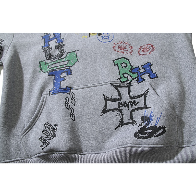 Áo HOODIE Họa Tiết Graffiti Vẽ Tay Phong Cách Đường Phố Dành Cho Nam Và Nữ