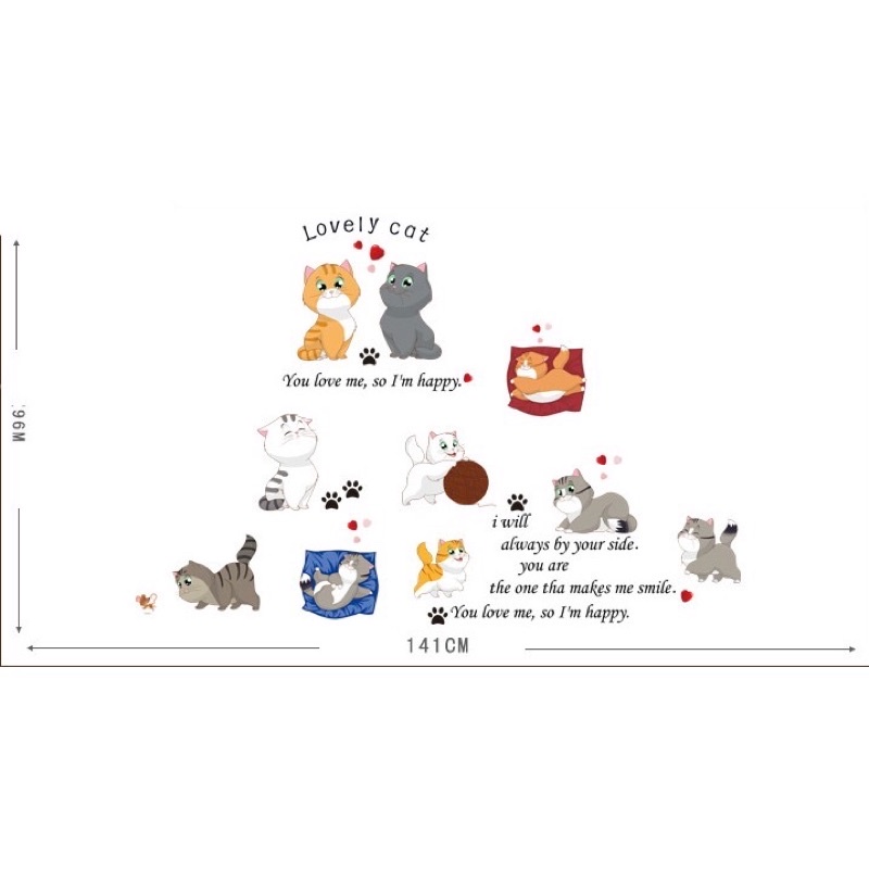 Decal tranh dán tường Mèo nghịch phá cách