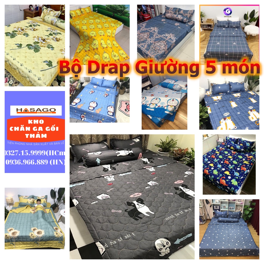 Bộ Drap Giường 5 Món Cotton Gồm Mền Hè + Drap + 2 Áo Gối + Áo Gối Ôm Đủ Kích Cỡ 1m2 1m4 1m6 1m8 2m2 Album 2022-01
