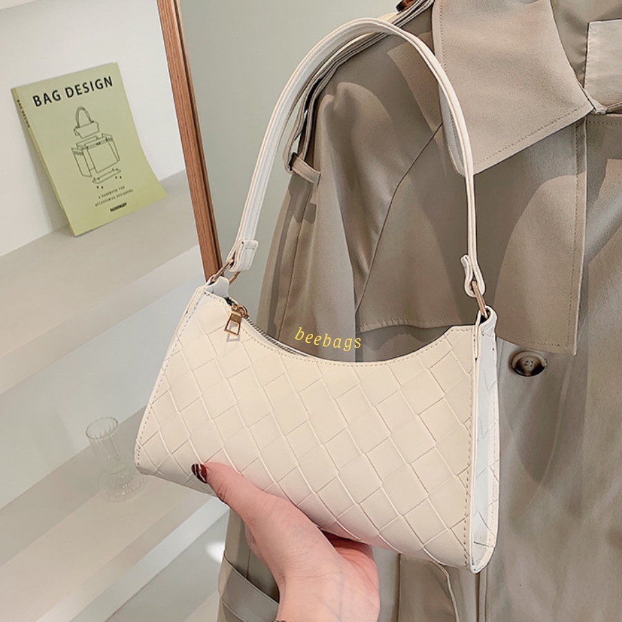 Túi Xách Kẹp Nách Kiểu Đan Len Màu Xanh, Hồng, Trắng, Đen Dễ Phối Đồ | TX13 | Túi Da Nữ Xinh Xắn Phù Hợp Mọi Outfit