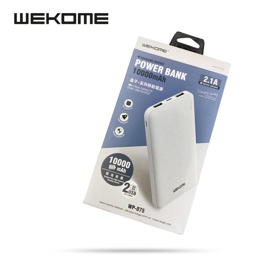 (FREESHIP TOÀN QUỐC TỪ 50K) Pin Dự Phòng, Sạc Dự Phòng WK DESIGN WP-075 10.000mAh Chính Hãng