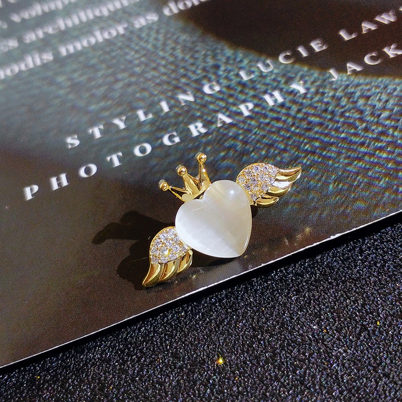 Trâm Cài Áo Trái Tim Vương Miện Cao Cấp Thời Trang Hàn Quốc