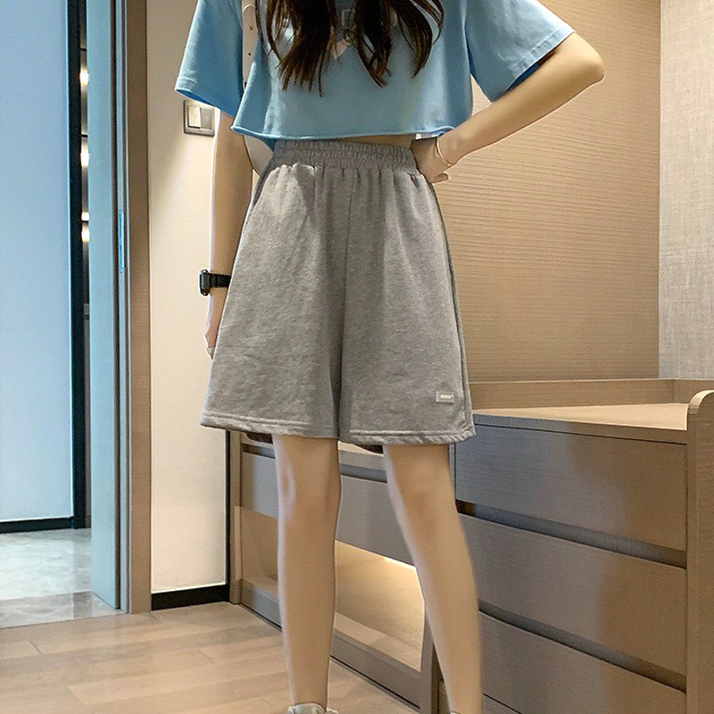 Quần đùi nữ trơn basic, quần short ống rộng hai màu đen xám chất liệu cao cấp dày dặn phong cách thể thao cá tính. Q1