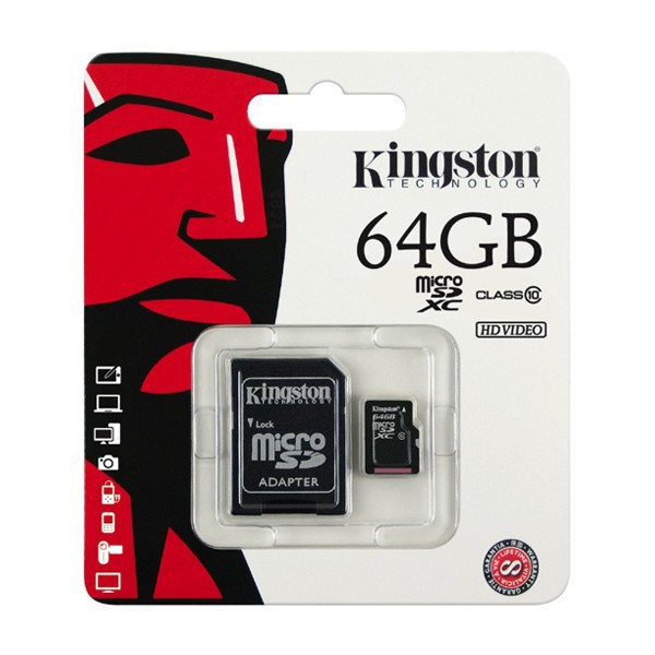 Thẻ nhớ 64GB Kingston MicroSD Class 10 (Kèm Adapter) - Bảo hành 5 năm