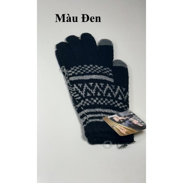 GĂNG TAY LEN NAM Chống nắng Giữ ẩm 2 đầu ngón có thể sử dụng cảm ứng điện thoại Chất liệu len dày Thương hiệu Han tao