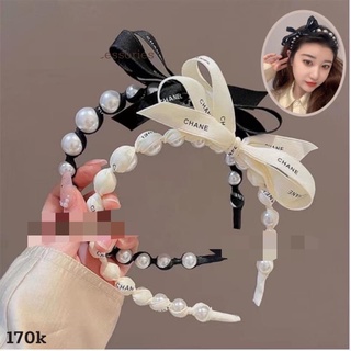 Bờm tóc nơ lệch cao cấp 2 màu