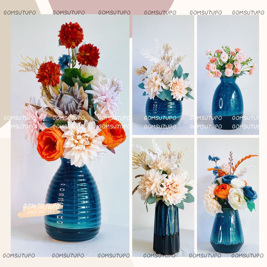 Bình Hoa Gốm Hỏa Biến Đá size Nhỡ - Lọ Hoa Để Bàn Decor Trang Trí - gomsutupo Bát Tràng
