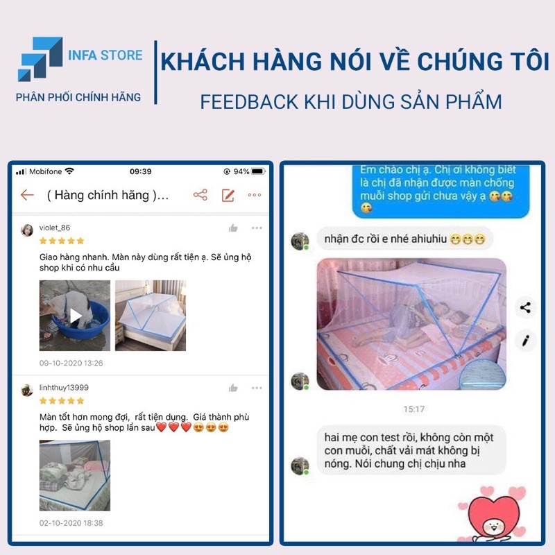 ( Hàng chính hãng ) Màn chống muỗi màn chụp màn ngủ gấp gọn cao cấp tiện lợi  - Kích thước 160 x 200cm