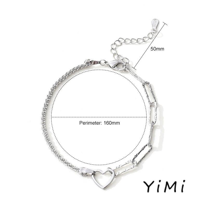 vòng tay nữ Mạ Bạc Hình Trái Tim Đôi Thời Trang Cho Nữữ