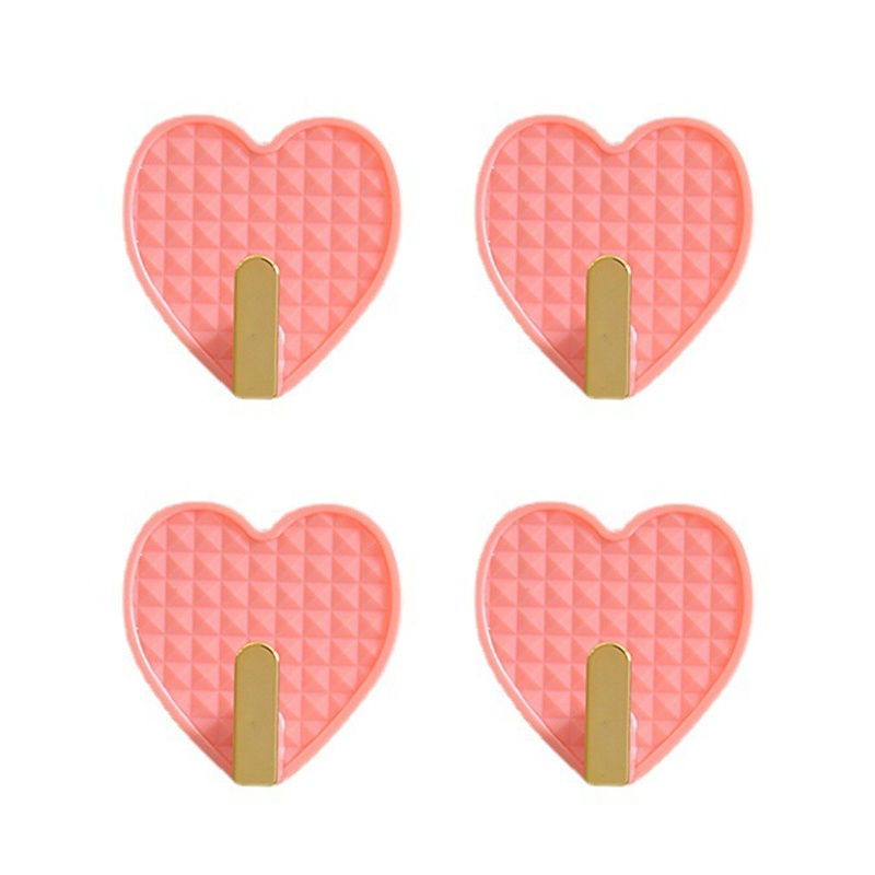 Set 4 Móc Treo Đồ Hình Trái Tim Bằng Nhựa Tiện Dụng Cho Phòng Khách / Phòng Ngủ