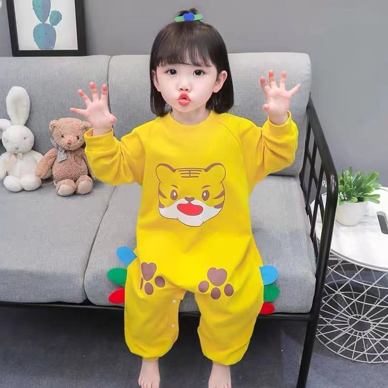* * B Ng B * Bộ Đồ Ngủ Liền Thân Tay Dài Chống Đá Giữ Ấm Mùa Thu Đông Cho Bé Trai Và Bé Gái